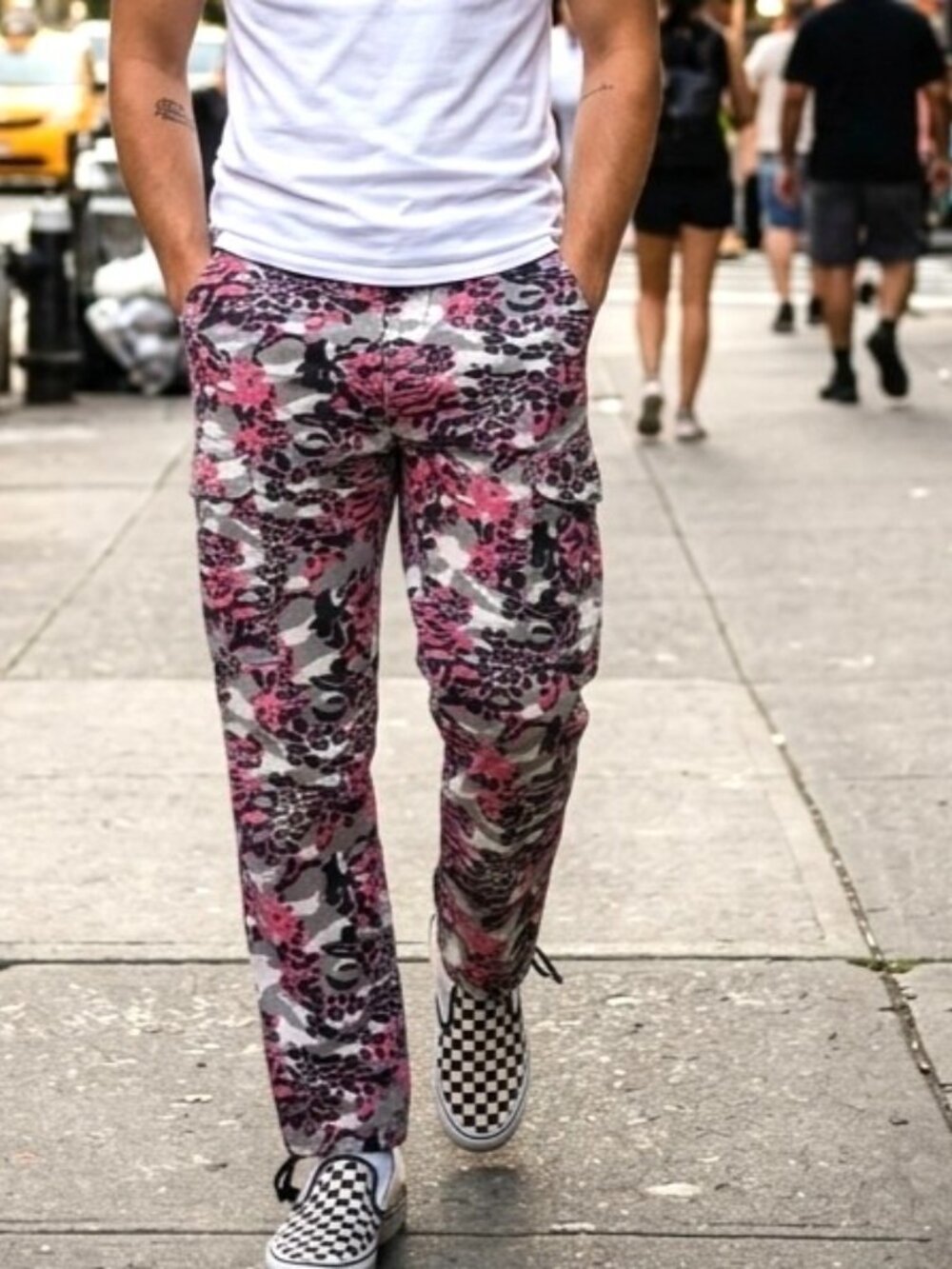 DGK Men 34 Pink Camo Cargo Pants Stretch Skate Streetwear Camouflage Drawstring